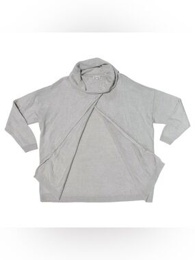 Kettlewell Oversized Cowl Neck Overlap Sweater In Gray Merino Wool. Size Small